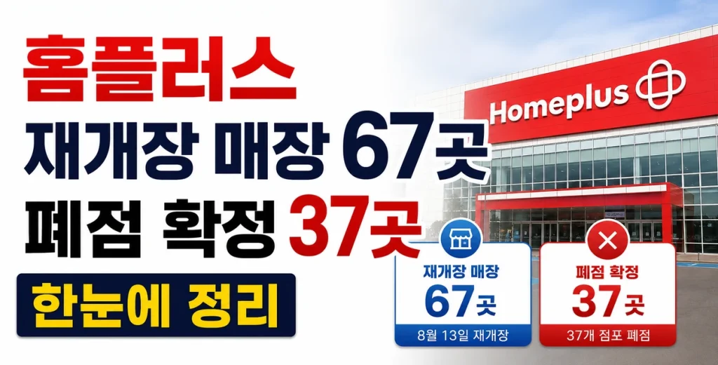 홈플러스 재개장 매장 67곳과 폐점 확정 37곳까지 한눈에 정리